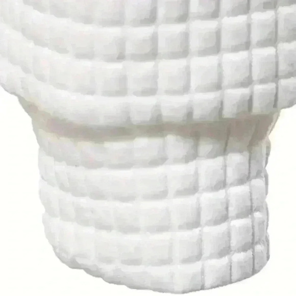 Long Sleeve Waffle Knit Drawstring Hoodie | White | Large - Picture 4 of 4